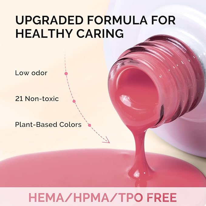MelodySusie Fleurwee Plant Based Gel Nail Polish, Hema Free Light Rose Pink Nail Polish, Soak Off UV LED Gel Polish Gift for Women 21 Non Toxic Long Lasting Nail Art Manicure Salon DIY at Home B1604