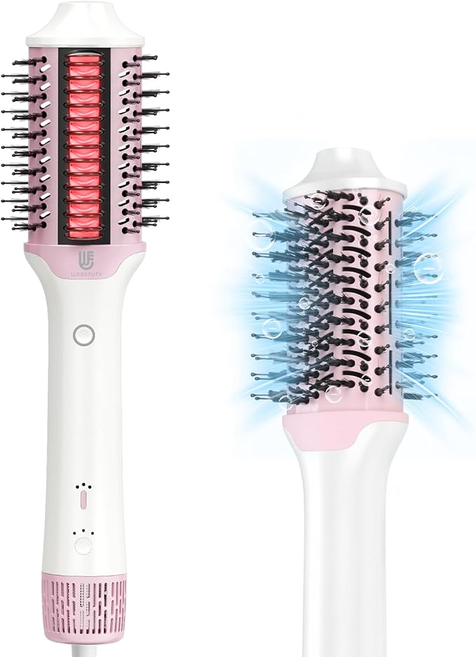 Blow Dryer Brush Hair Straightener: High Speed Hot Air Styler 110,000 RPM for Fast Drying Straightening Volumizing, One Step Volumizer with PTC Smoothing Comb Negative Ion for Silky Frizz-Free (Pink)