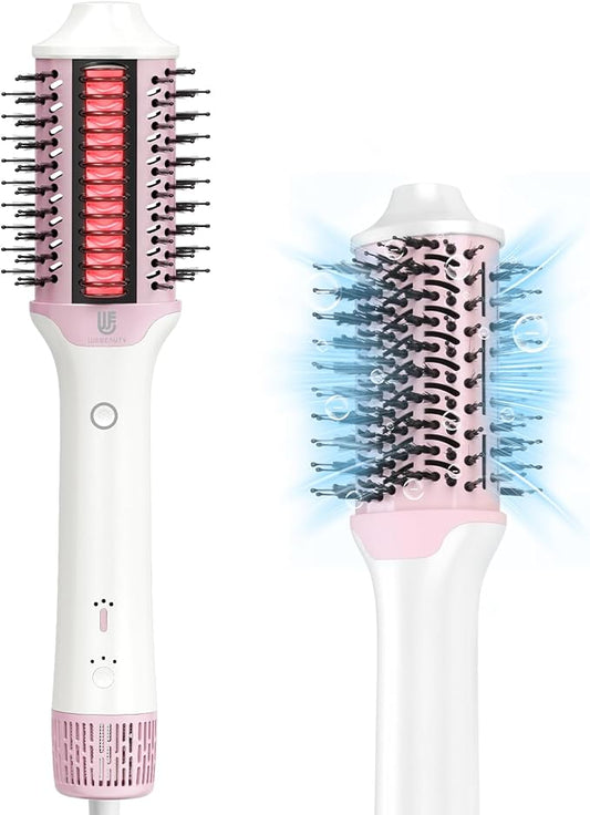 Blow Dryer Brush Hair Straightener: High Speed Hot Air Styler 110,000 RPM for Fast Drying Straightening Volumizing, One Step Volumizer with PTC Smoothing Comb Negative Ion for Silky Frizz-Free (Pink)