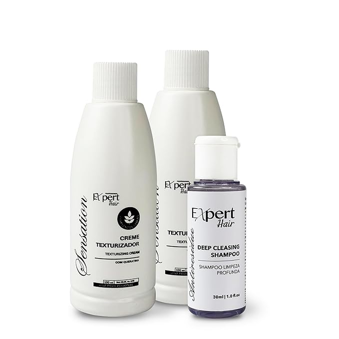 Expert Hair Sensation Keratin Hair Treatment Brazilian 100ml (2Pack) + Deep Cleansing Shampoo 30ml -Anti Frizz, Long Lasting Results-Keratina Para Alisar El Pelo, Keratina Brasileña– Complete Set