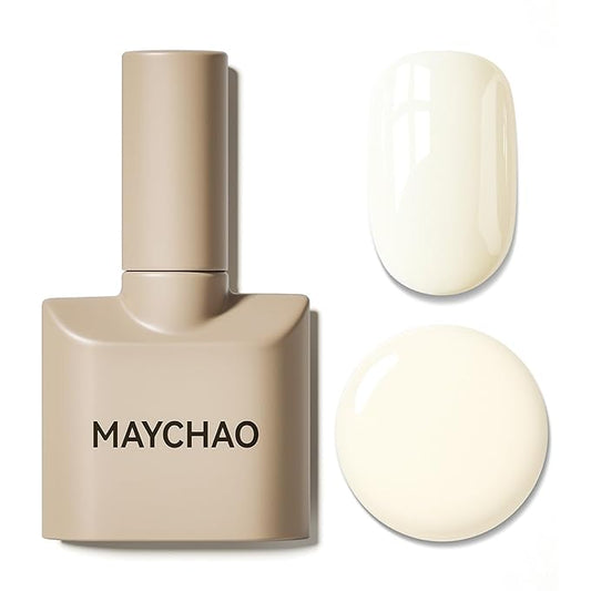 MAYCHAO 15ML Ivory Gel Nail Polish 1Pc Creamy Ivory Gel Polish Soak Off UV LED Nail Polish Nail Art Starter Manicure Salon DIY at Home, 0.5 OZ