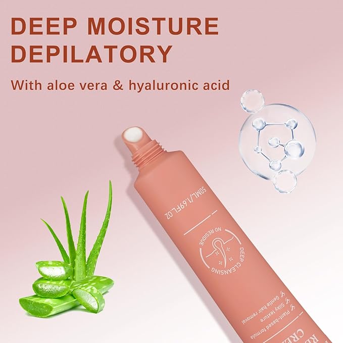 Facial Hair Removal Cream for Women, Painless & Flawless Depilatory Cream for Face Upper Lip Chin Hair Remover, Gentle Formula for Sensitive Skin