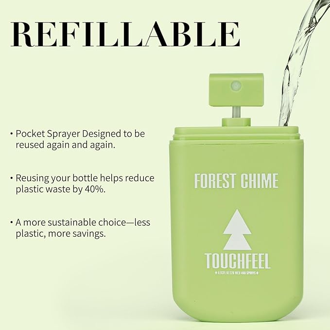Power Mist Hand Sanitizer Spray, Scented Hydrating Hand Sanitizers Travel Size Refillable, Pocket Portable 3-Pack (Forest Chime) 0.93Fl Oz 460-Sprays Each