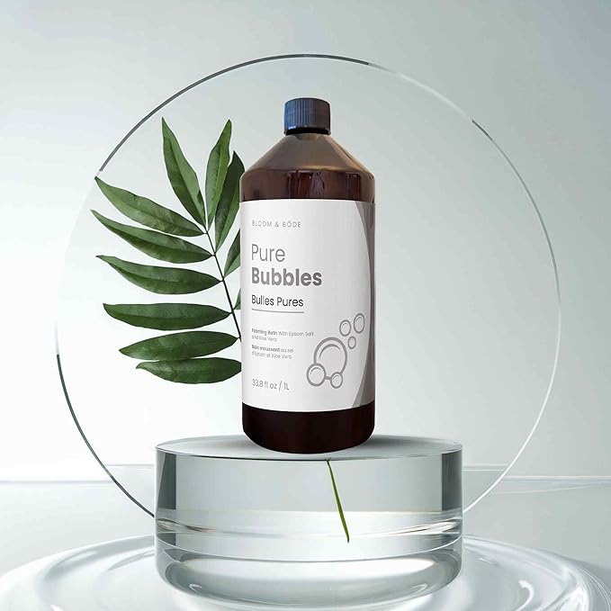 Luxury Unscented Foaming Bath - Natural Fragrance-Free Bubble Bath with Aloe Vera and Epsom Salt - Pure Bubbles Scent (Unscented), 33.8 fl oz / 1L