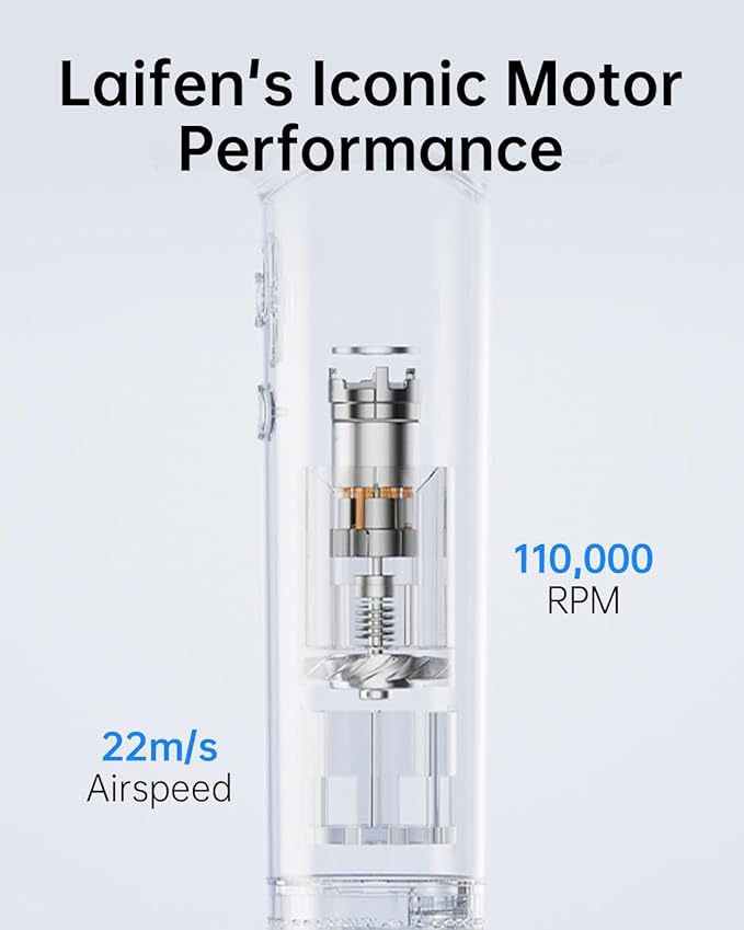 Laifen Swift Hair Dryer with Diffuser, High Speed 200M Ionic Blow Dryer with 110, 000 RPM Brushless Motor for Fast Drying, Low Noise, Hairdryer with Magnetic Nozzle