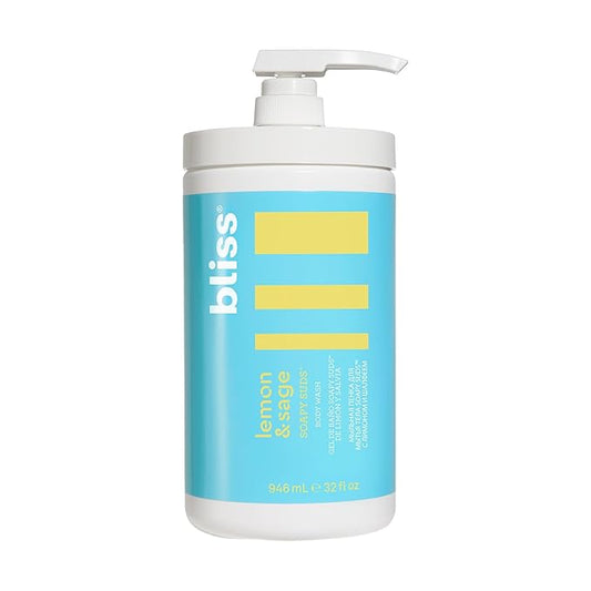 Bliss Soapy Suds Body Wash - Lemon and Sage - 32 Fl Oz - Gentle and Hydrating for Supremely Soft Skin - Paraben Free - Vegan & Cruelty Free