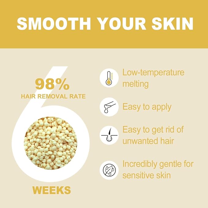 3lb Hard Wax Beads Bulk, Hypoallergenic Brazilian Waxing Bead, Unscented Sensitive Skin Stripless Wax Pellets, Coarse & Fine Hair Removal Wax Refill for Body, Face, Bikini Line, Underarm, Chest, Legs