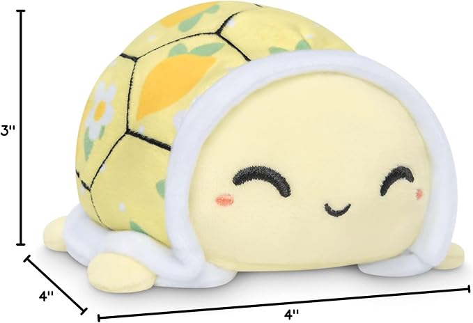 TeeTurtle - The Original Reversible Turtle Plushie - Cute Sensory Fidget Stuffed Animals That Show Your Mood- Lemons + Flowers