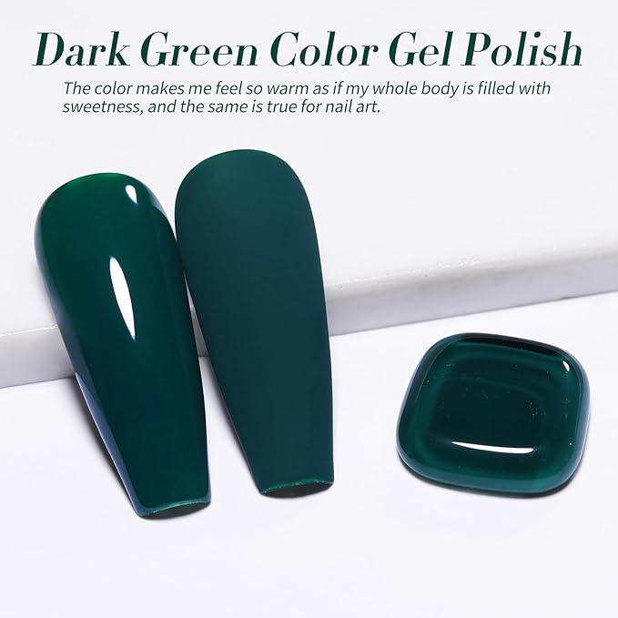 Born Pretty Christmas Dark Green Gel Nail Polish Forest Green Color Fall Winter Gel Polish Nail Art Design Manicure Salon DIY Home 15ml