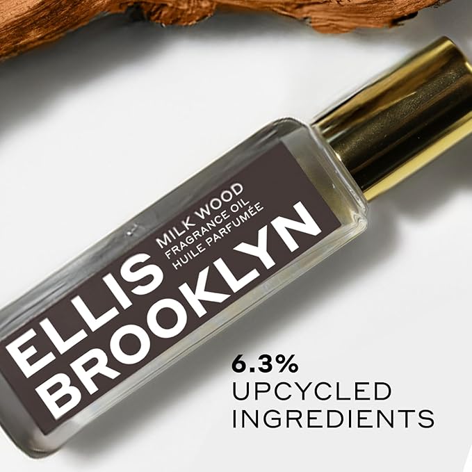 Ellis Brooklyn Milk Wood Perfume Oil Roll-On for Women – Sandalwood & Amber Musk Perfume Oil - Notes of Coconut Milk, Freesia & Bergamot– Long Lasting Fragrance, Travel-Friendly Rollerball, 15ml