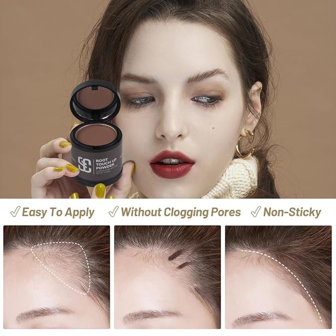 SOVONCARE Hairline Powder - Root Touch Up & Gray Hair Concealer for Men and Women, Instantly Covers Thinning Hair and Bald Spots, Natural-Looking Coverage Red Brown
