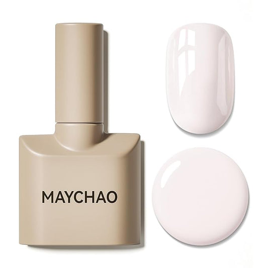 MAYCHAO 15ML White Wedding Gel Nail Polish 1Pc Creamy Gel Polish Soak Off UV LED Nail Polish Nail Art Starter Manicure Salon DIY at Home, 0.5 OZ