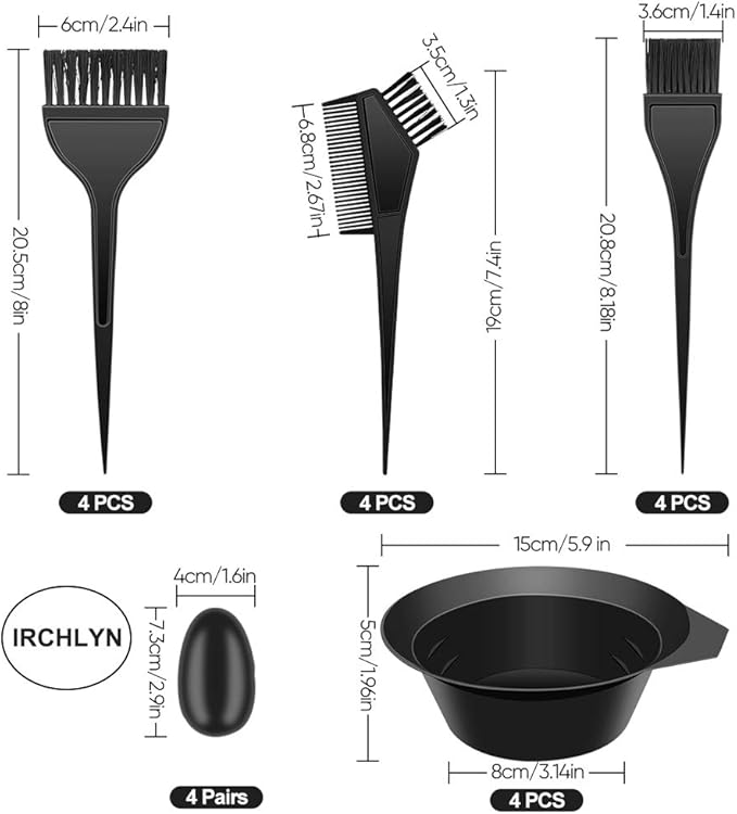 Hair Dye Brush and Bowl Set Hair Dye Kit Hair Tint Dying Coloring Tool Hair Dye Comb with Ears Covers Hairdressing Clips and Hair Dye for Salon and Personal DIY (78 Pieces)