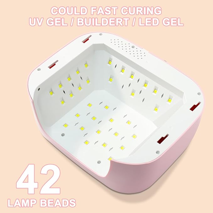 LIMEGIRL UV LED Nail Lamp Kit for Gel Polish Professional Fast Pink Curing Dryer Light Set with 4 Timers and UV Gloves Cordless Rechargeable Nail Art Cure Machine at Home and Salon