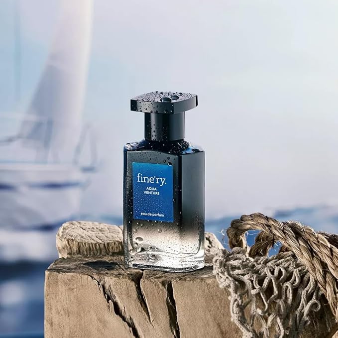 Finery AQUA VENTURE Men's Eau De Parfum | Men's Eau De Cologne, 2 fl oz | With Makeup Remover Pads Gift