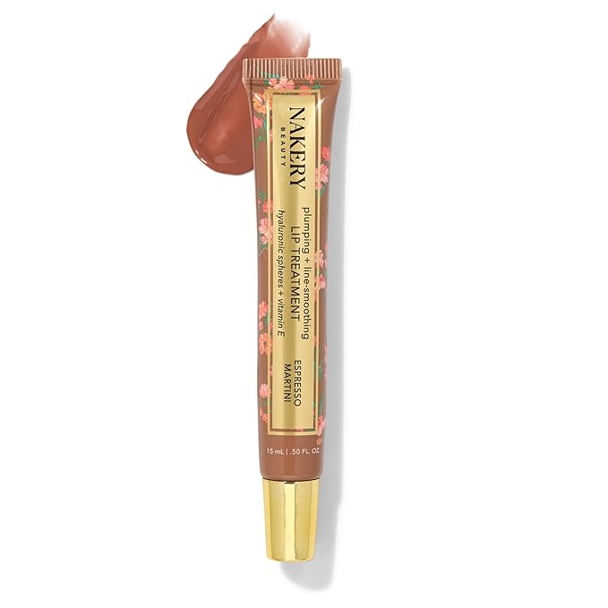 Nakery Plumping Lip Treatment for Dry Cracked Lips - Line Smoothing Lip Plumper for Women with Hyaluronic Acid Serum for Lips - Non Sticky Lip Gloss Plumper for Petal Soft Lips – Espresso Martini