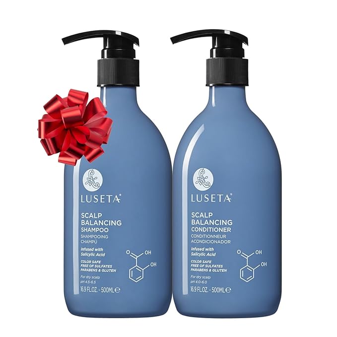 Luseta Salicylic Acid Shampoo and Conditioner Set for Men and Women, Scalp-Balancing, Reducing Build-up, Flake Control Shampoo for Men, Clarifying Shampoo for Refreshing, pH-Balanced, 2 x 16.9 Fl Oz
