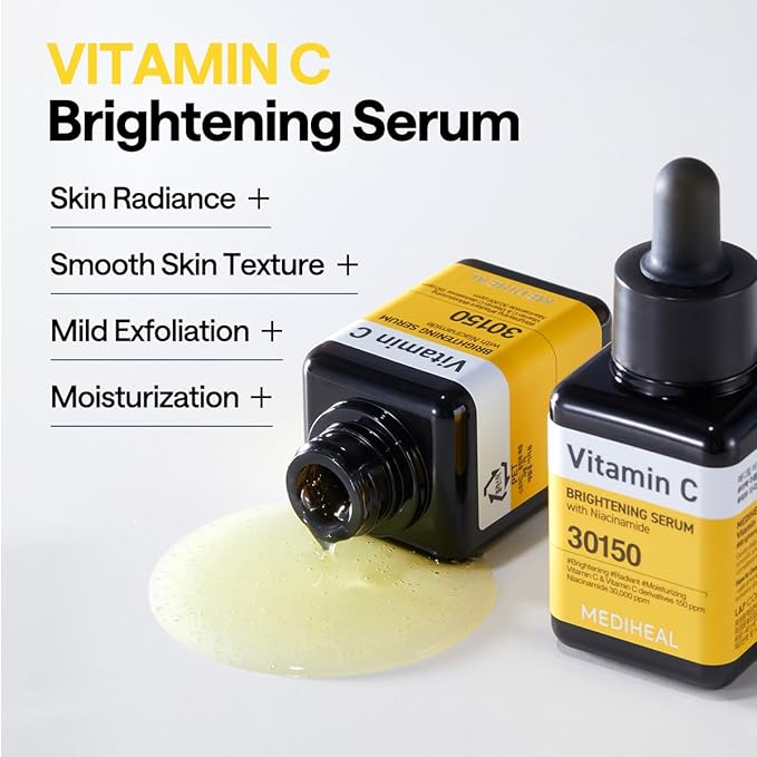 MEDIHEAL Vitamin C Brightening Serum (1.35 fl oz, 1 Pack) - Tone-Texture-Glow Care, Manage Skin with Vitamin C, Niacinamide, Hyaluronic Acid