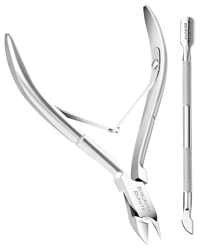 Professional Cuticle Cutter & Pusher Trimmer Manicure Tools with Double Spring 2Pcs – Perfect Nail Care Tool for Manicure & Pedicure Beauty at Home/Spa/Saloon Silver