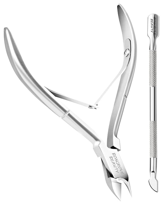 Professional Cuticle Cutter & Pusher Trimmer Manicure Tools with Double Spring 2Pcs – Perfect Nail Care Tool for Manicure & Pedicure Beauty at Home/Spa/Saloon Silver
