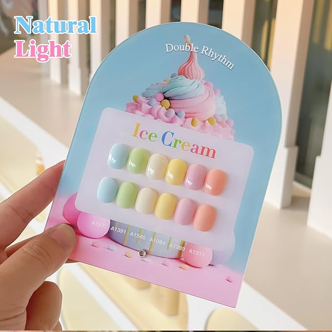 Double Rhythm 6 Pcs 15 ML Gel Polish Set Same Color Same Bottle Soak Off Gel Polish Kit Nail Art Manicure Salon DIY at Home for Women (Blue Green Beige Yellow Pink Orange-T6-9)