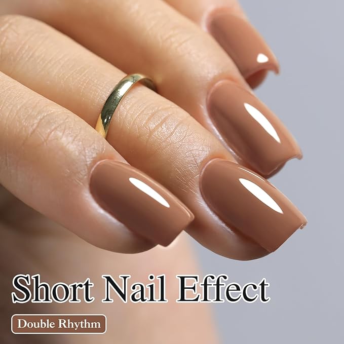 Double Rhythm 15ML Gel Polish Pure Sheer Same Color Same Bottle Soak Off Gel Polish Art Manicure Salon DIY at Home for Women (Light Brown-A1443)