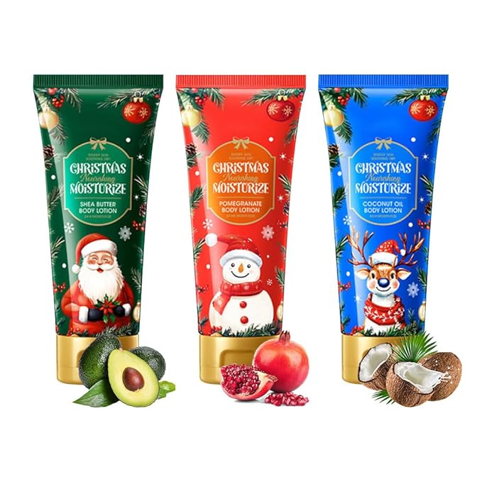 3 Pcs Winter Fruit Scents Body Lotion for Dry Skin,Pomegranate Coconut Oil and Shea Butter Fragrance Body Care Cream for Moisturizing,Soothing,Nourishing and All Skin Types,3.53 Fl Oz/Pcs