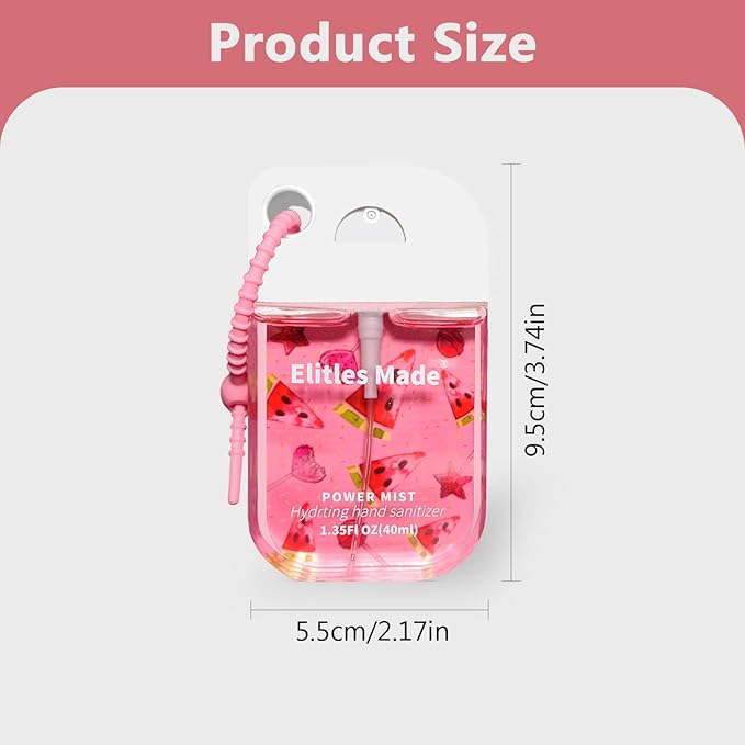 Hand Sanitizer Spray, Watermelon Spray Hand Sanitizer Travel Size With Cute Keychain, Scented Pocket Power Mist Hydrating Women Teen Girl Gifts, 1.35FL.OZ