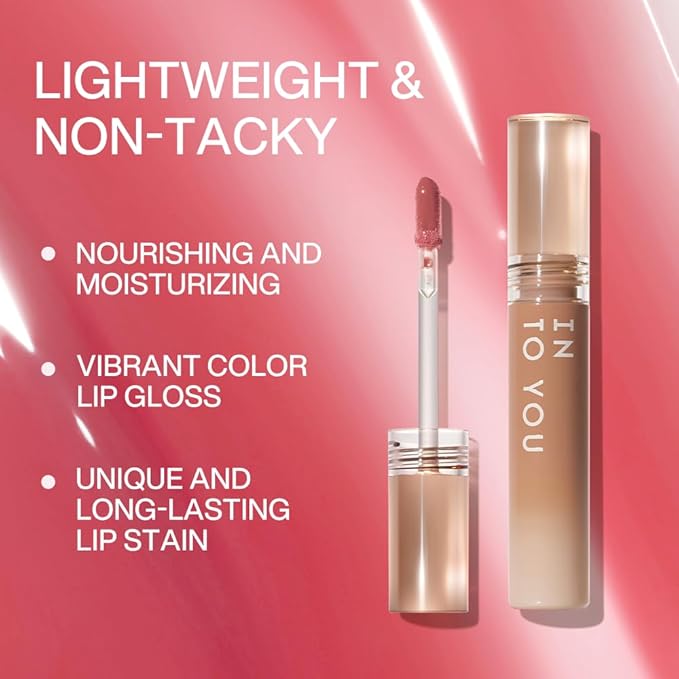 INTO YOU Lip Stain Long Lasting, Lip Gloss, Lip Tint, Lip Plumper Gloss, Glitter Lip Gloss, Liquid Lipstick, Vivid Color, Smudge-Proof, Lightweight, Naturally Moisturizing, Lip Oil For Dry Lips (G02)