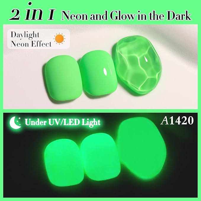 Double Rhythm 15ML Gel Nail Polish Pure Sheer Same Color Same Bottle Soak Off Gel Polish Art Manicure Salon DIY at Home for Women (Neon Light Green-A1420)