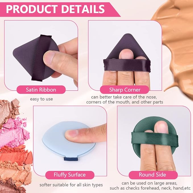Ainiv 9PCS Air Cushion Makeup Sponges for Foundation, Reusable Sponge Powder Puff with Portable Box, Latex-Free Blending Sponge for Liquid, Cream, Foundation and Powder, Wet and Dry Dual Use