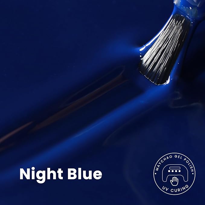 MAYCHAO 15ML Gel Nail Polish 1Pc Night Blue Gel Polish Soak Off UV LED Royal Blue Nail Polish Nail Art Starter Manicure Salon DIY at Home, 0.5 OZ
