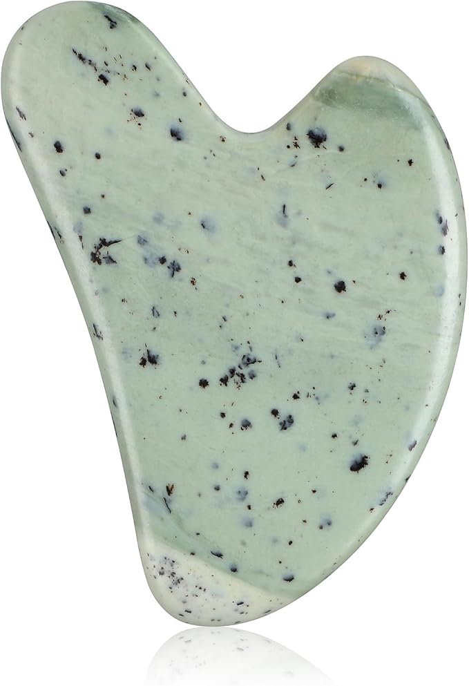 rosenice Gua Sha Facial Tools Guasha Tool Gua Sha Jade Stone for Face Skincare Facial Body Acupuncture Relieve Muscle Tensions Reduce Puffiness Festive Gifts (Yellow-Green)