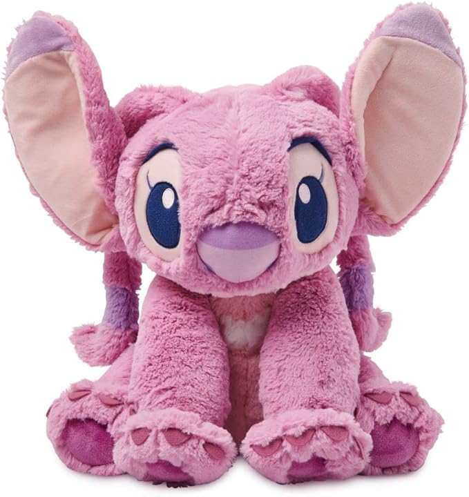 DISNEY STORE Official Angel Medium Soft Toy for Kids, Cuddly Character with Fuzzy Texture and Embroidered Details, Flexible Floppy Ears, Disney Plushy Suitable for All Ages.
