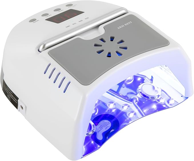 Professional 72W Nail Lamp with LCD Digital Timer, Fast 30s Cure LED Nail Dryer for Gel Polish, Portable UV/LED Light for Salon & Home Nail Art (White)