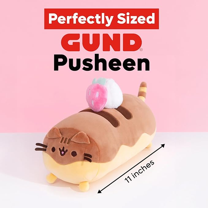 GUND Pusheen Éclair Squisheen Plush, Stuffed Animal for Ages 8 and Up, Brown/Yellow, 11”
