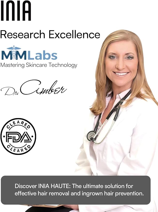 INIA Laser Hair Removal for Women and Men, IPL Hair Removal Device with Ice-Cooling, Double Effectiveness & 5 Flashes per Second for Long-Lasting and Nearly Painless Results