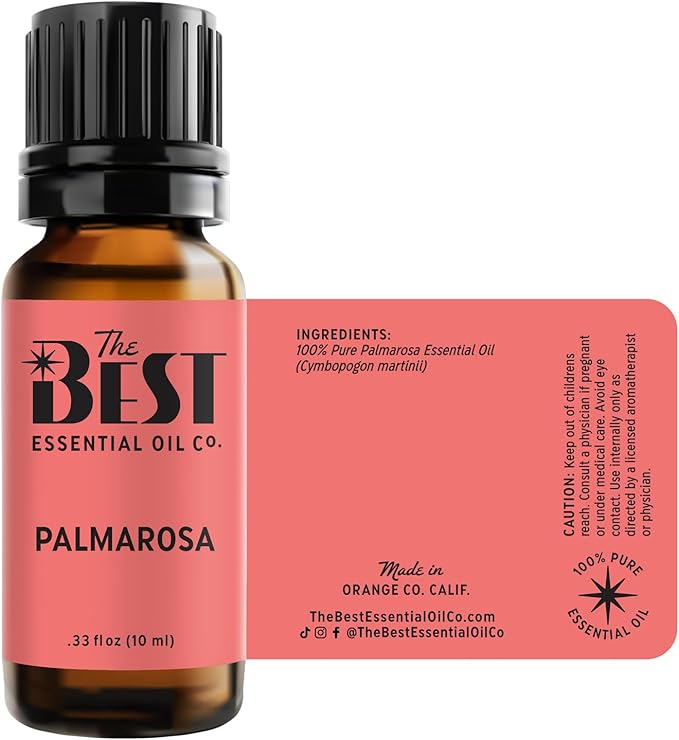 The Best Palmarosa Essential Oil- Premium Grade- 100% Pure & Natural for Aromatherapy, Diffuser, Spa, Massage, Air Freshener- 10 ml (.33 fl oz)
