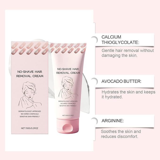 2PCS No Shave Hair Removal Cream, 10.58 Fl Oz, Suitable for Sensitive Skin, Fast and Gentle, Moisturizes and Nurtures Skin, Leaving it Soft and Protected after Hair Removal