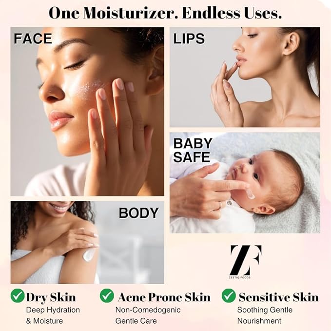 ZF 100% Grass Fed Beef Tallow for Skin Care - Face + Body - Natural Organic Lotion - Whipped Moisturizer for Sensitive Skin 4 FL. oz. (Lavender)