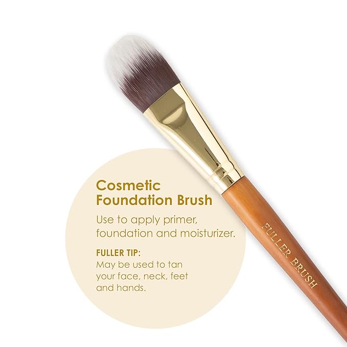 Fuller Brush Cosmetic Foundation Brush 566 – Soft Bristles for Primer, Foundation, Moisturizer – Brush for Face, Neck, Hands and Feet – Full-Coverage Blending