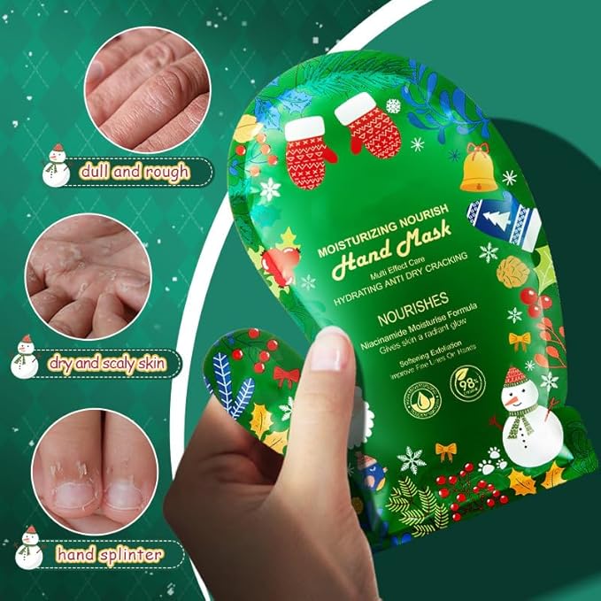 Christmas Hand Foot Masks Set for Women Teen Girls Selfcare Spa Stocking Stuffers Hydrating Repair Moisturizing Gloves Socks (16PCS)