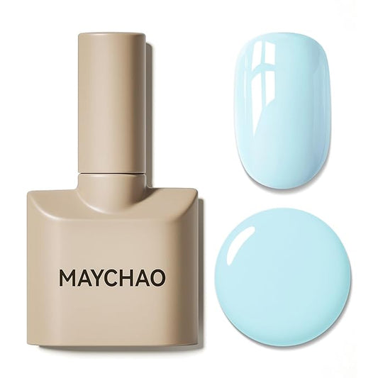 MAYCHAO 15ML Sky Blue Gel Nail Polish 1Pc Light Blue Gel Polish Soak Off UV LED Nail Polish Nail Art Starter Manicure Salon DIY at Home, 0.5 OZ