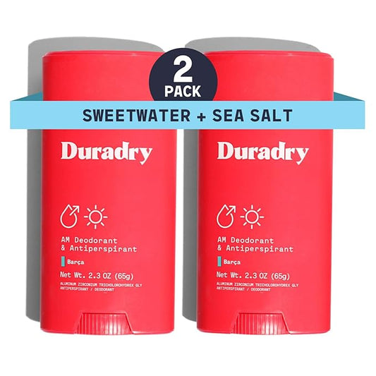 Duradry Clinical-Strength Antiperspirant Deodorant for Women and Men – Clean Formula with Natural Ingredients for Odor and Excessive Sweat Protection – Barca (SweetWater + Sea Salt) - pack of 2