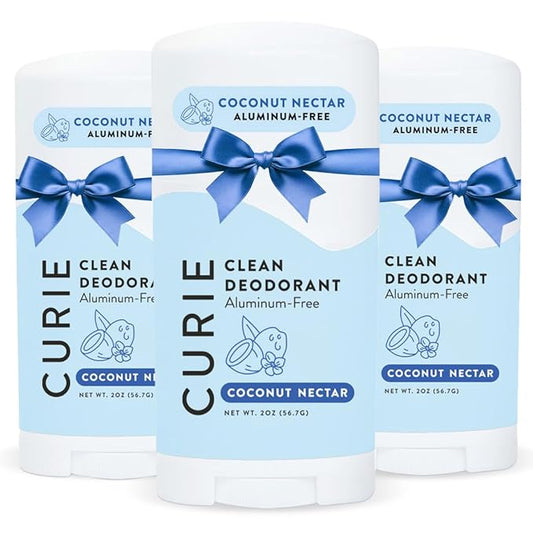 Curie Natural Deodorant for Women - Coconut Nectar - Aluminum Free, Clean, Sustainable, Vegan, Paraben Free (3pk)