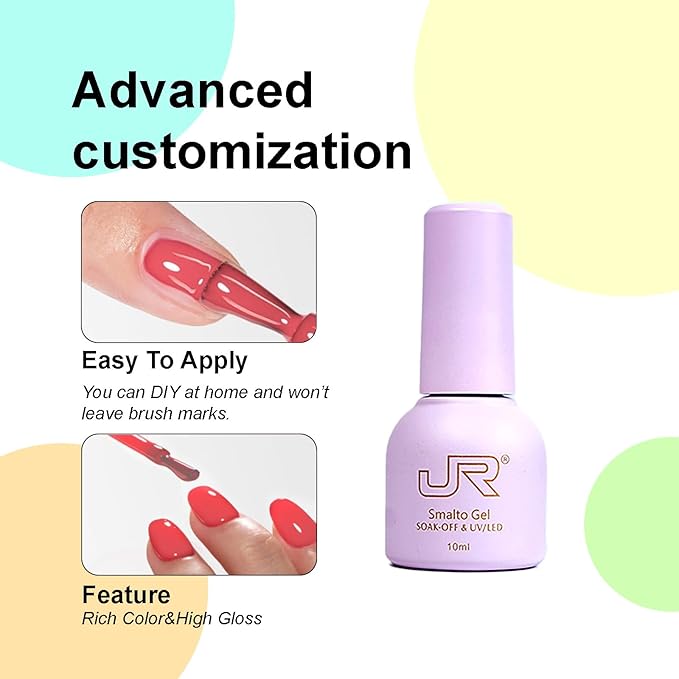 JR 35pcs 10ml Gel Nail Polish Same Color Same Bottle Deep Colors Blue Green Yellow Red Pink Gel Polish Set Base Top Matte Coat for Professional Nail Salon Art Manicure Gifts for Women B Set