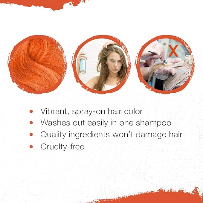 Punky Temporary Hair Color Spray – Tiger Orange, Instant Vivid Temporary Hair Dye for Women, Wash Out, Hair-Color Spray, 3.5 oz, 2 Pack