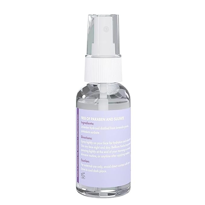 100% Natural Lavender Mist Spray, Organic Face Body Hair Hydrating Mister, Calming for Better Sleep, Vegan non-GMO, 2 ounce