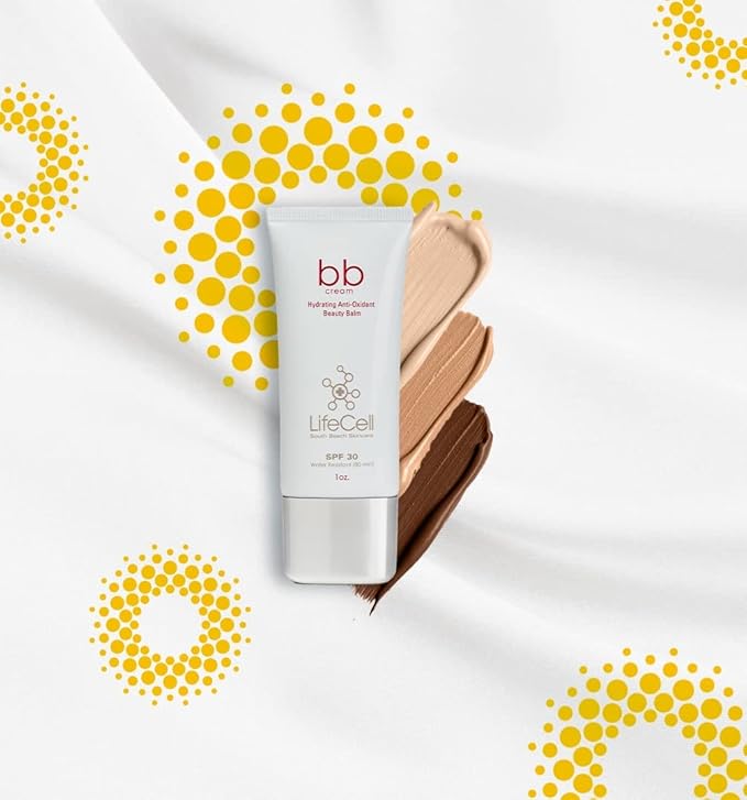 LifeCell Hydrating Antioxidant SPF 30 Tinted Anti-Aging BB Cream – Medium Shade – Physical Sunscreen with Zinc Oxide for Wrinkle Prevention, Dark Spot Defense – 1oz