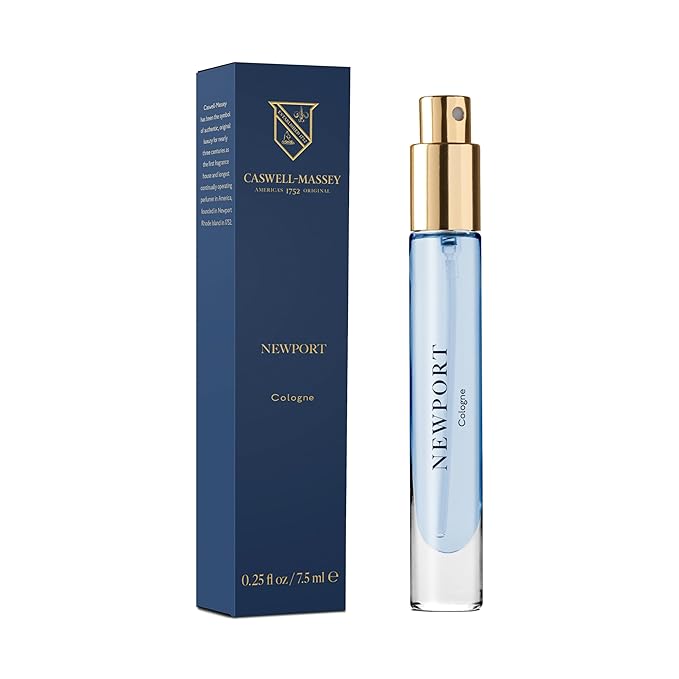 Caswell-Massey Newport Cologne Spray, Seaside Cologne with Mandarin, Balsam & Cedarwood, Fragrance for Men, Made in USA, 0.25 Oz